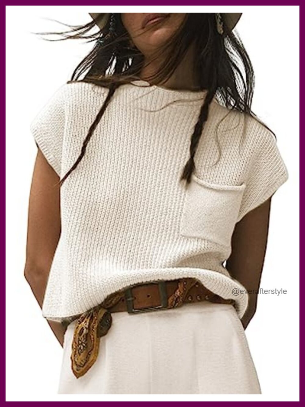 Women's Sleeveless Knit Vest Crop Top Mock Neck Cap Sleeve Pullover Sweater